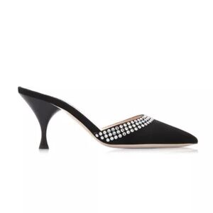 Miu Miu Women’s Crystal-Embellished Mid-Heel Mules Size 36/6